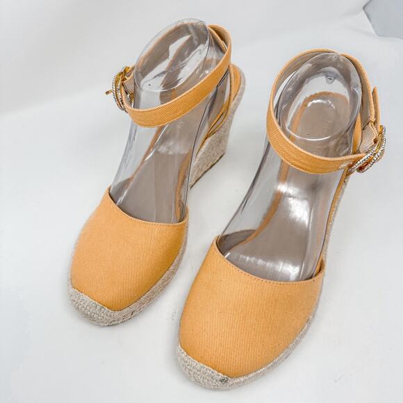 NEW Stuart Weitzman Mango Orange Espadrille Wedge Sandal, Size 9, MSRP $350 - Picture 3 of 11